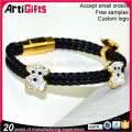 Promotional wholesale rhinestone leather cuff bracelet